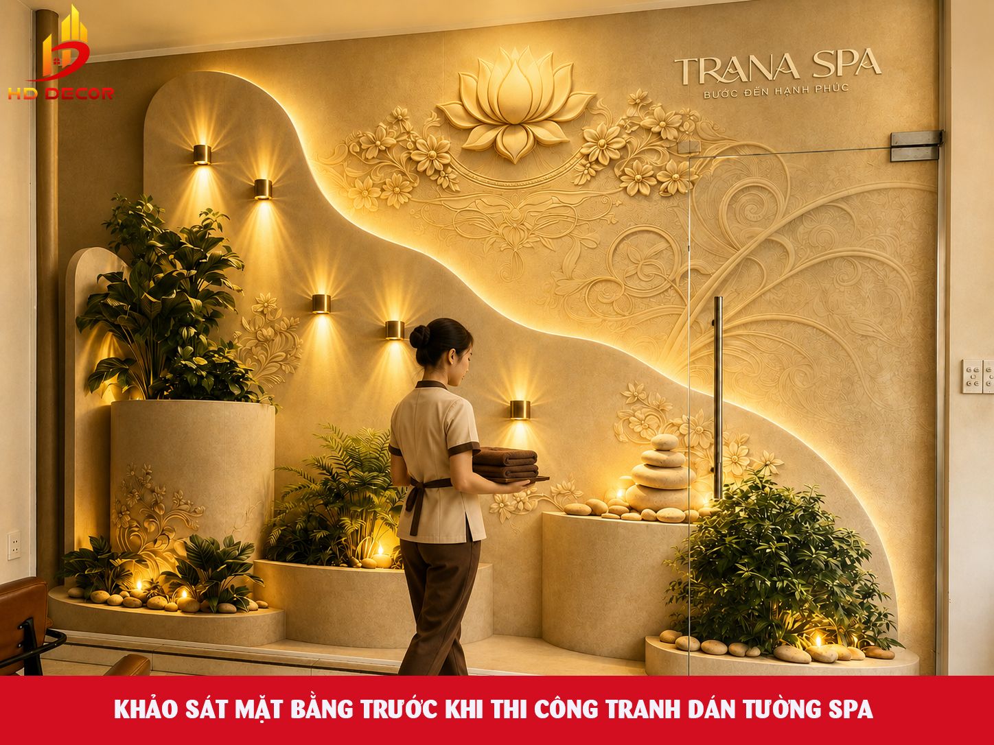khảo sát mặt bằng trước khi thi công tranh dán tường