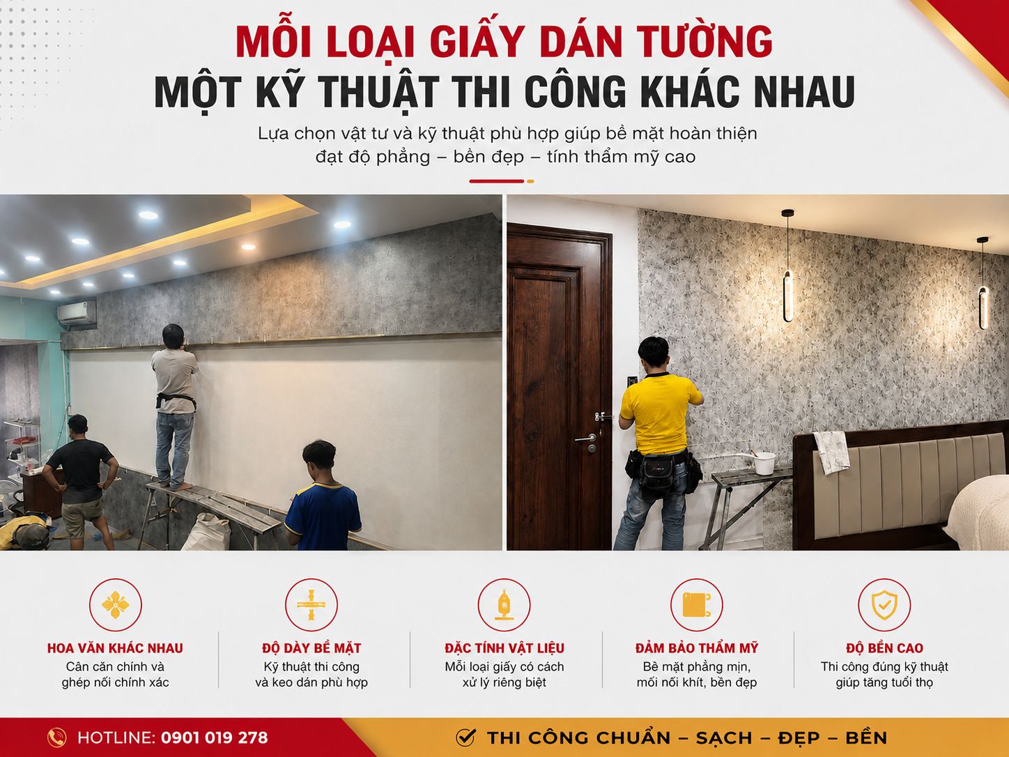 kĩ thuật thi công giấy dán tường