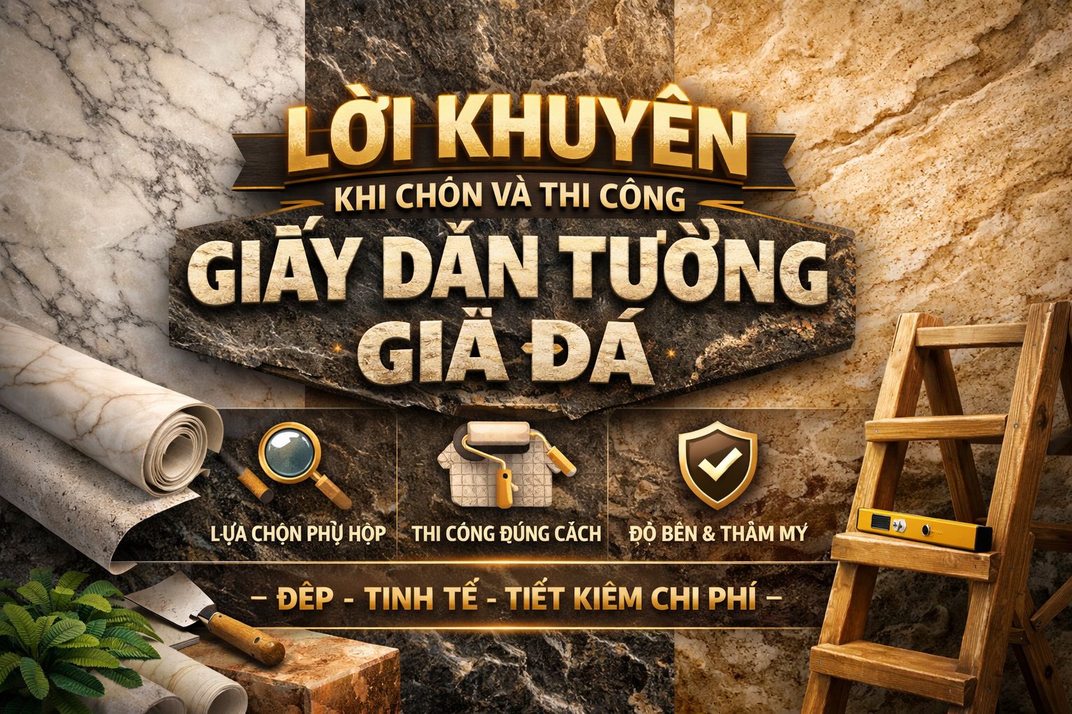 lời khuyên khi lựa chọn  và thi công giấy dán tường giả đá 