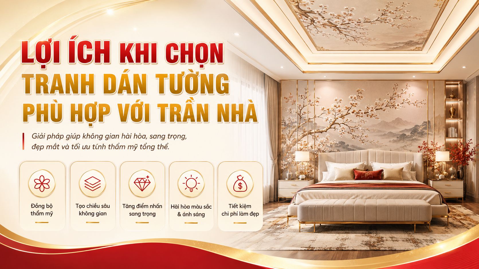 lợi ích khi chọn tranh dán tường phù hợp với trần nhà