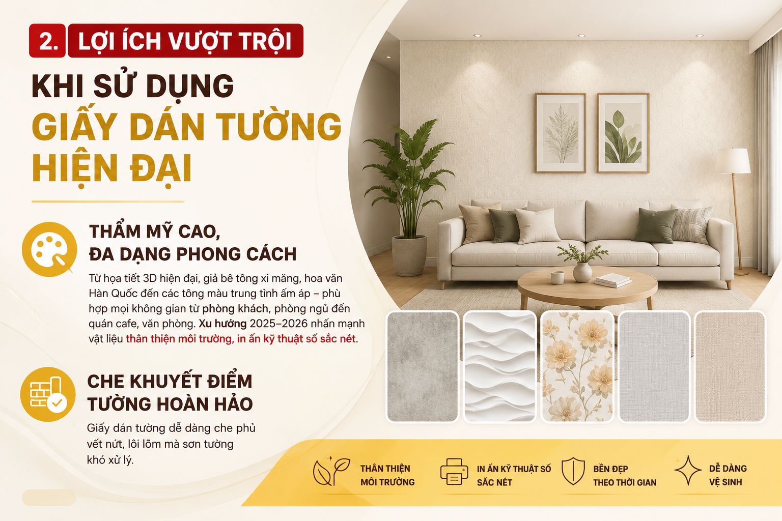 lợi ích khi sử dụng giấy dán tường