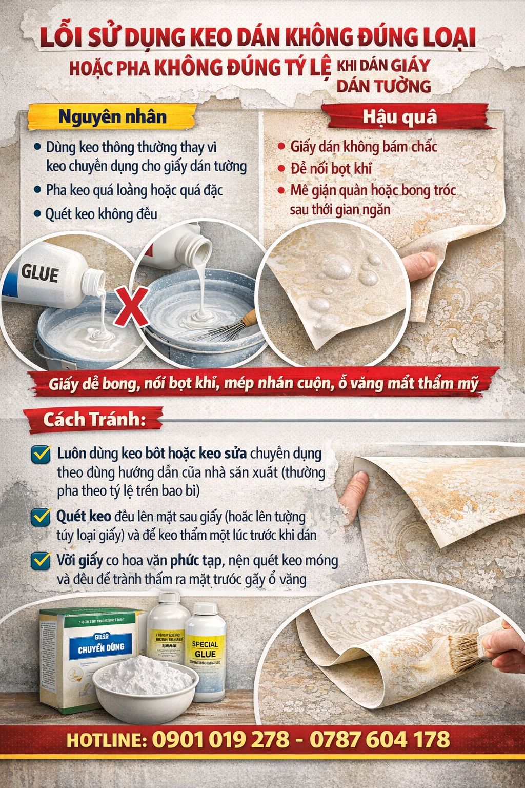 loi-su-dung-sai-cach-keo-dan-giay-dan-tuong