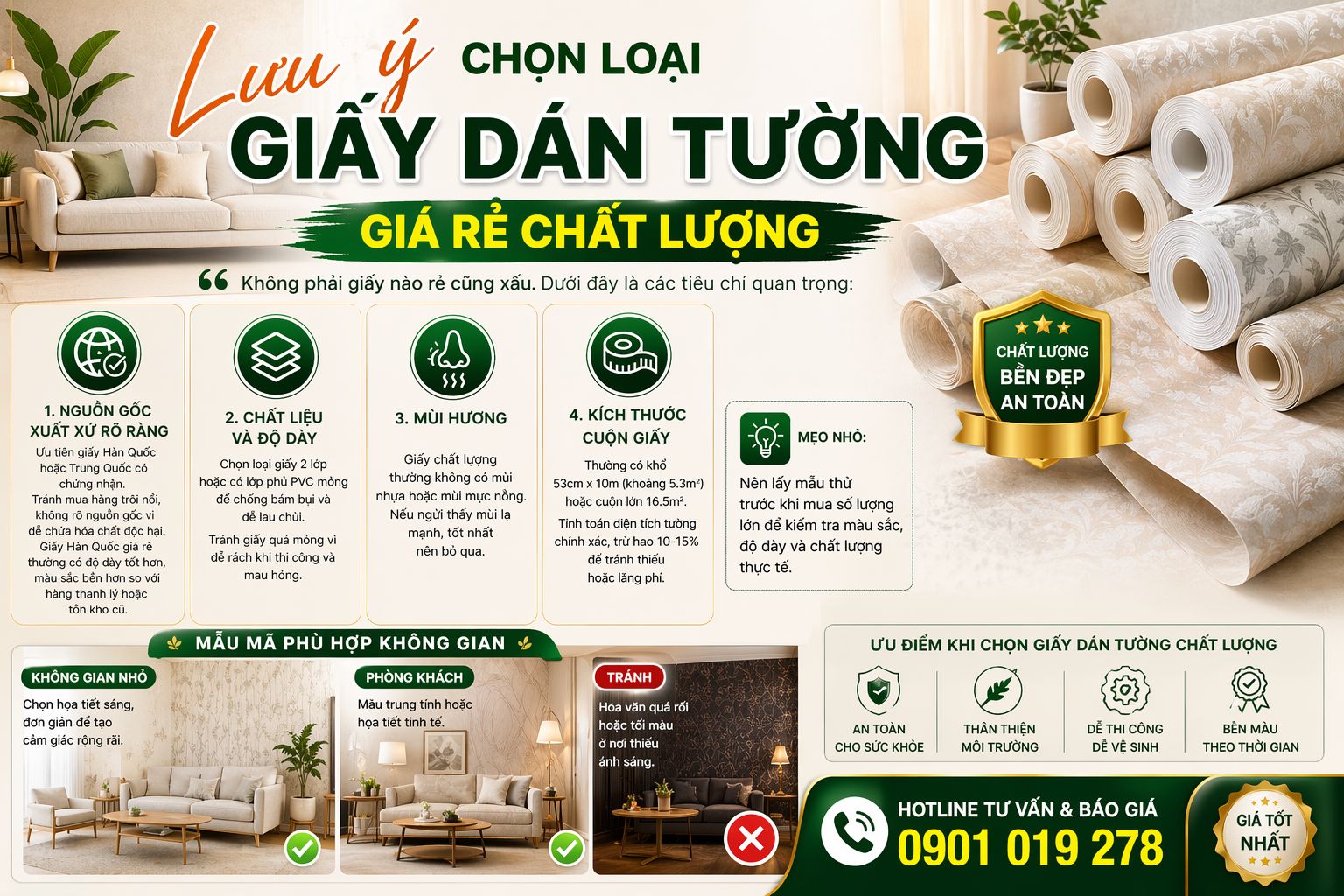 những lưu ý khi chọn giấy dán tường giá rẻ