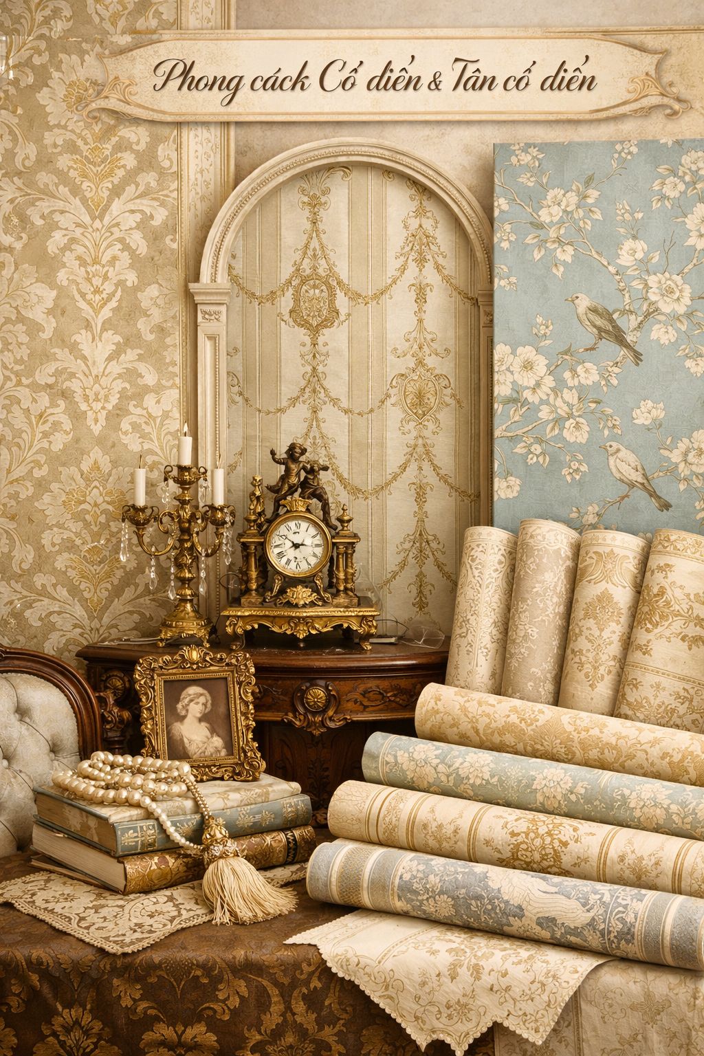 màu sắc và họa tiết giấy dán tường phù hợp Phong cách Cổ điển (Classic) & Tân cổ điển