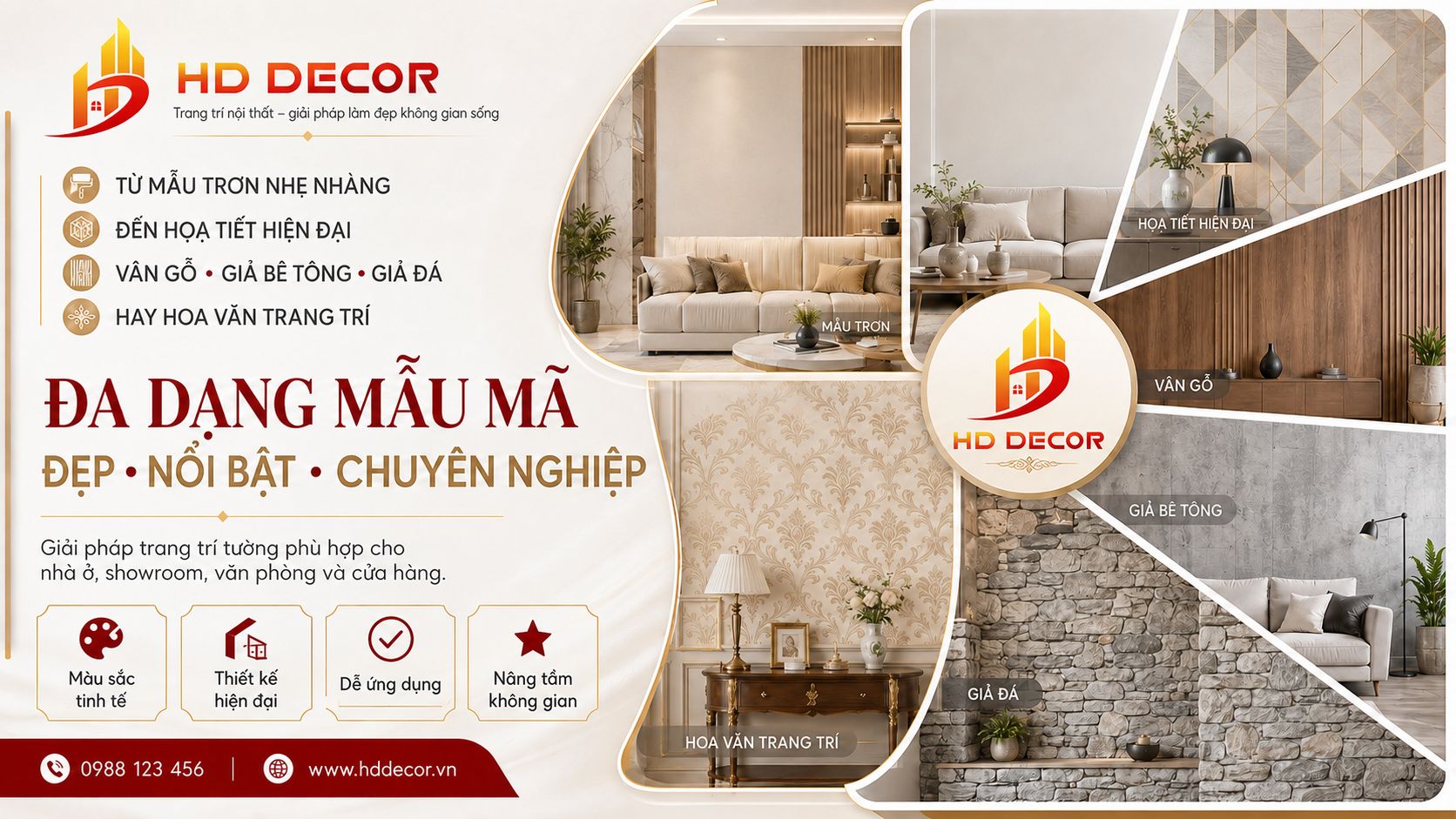 giấy dán tường mẫu mã đa dạng 