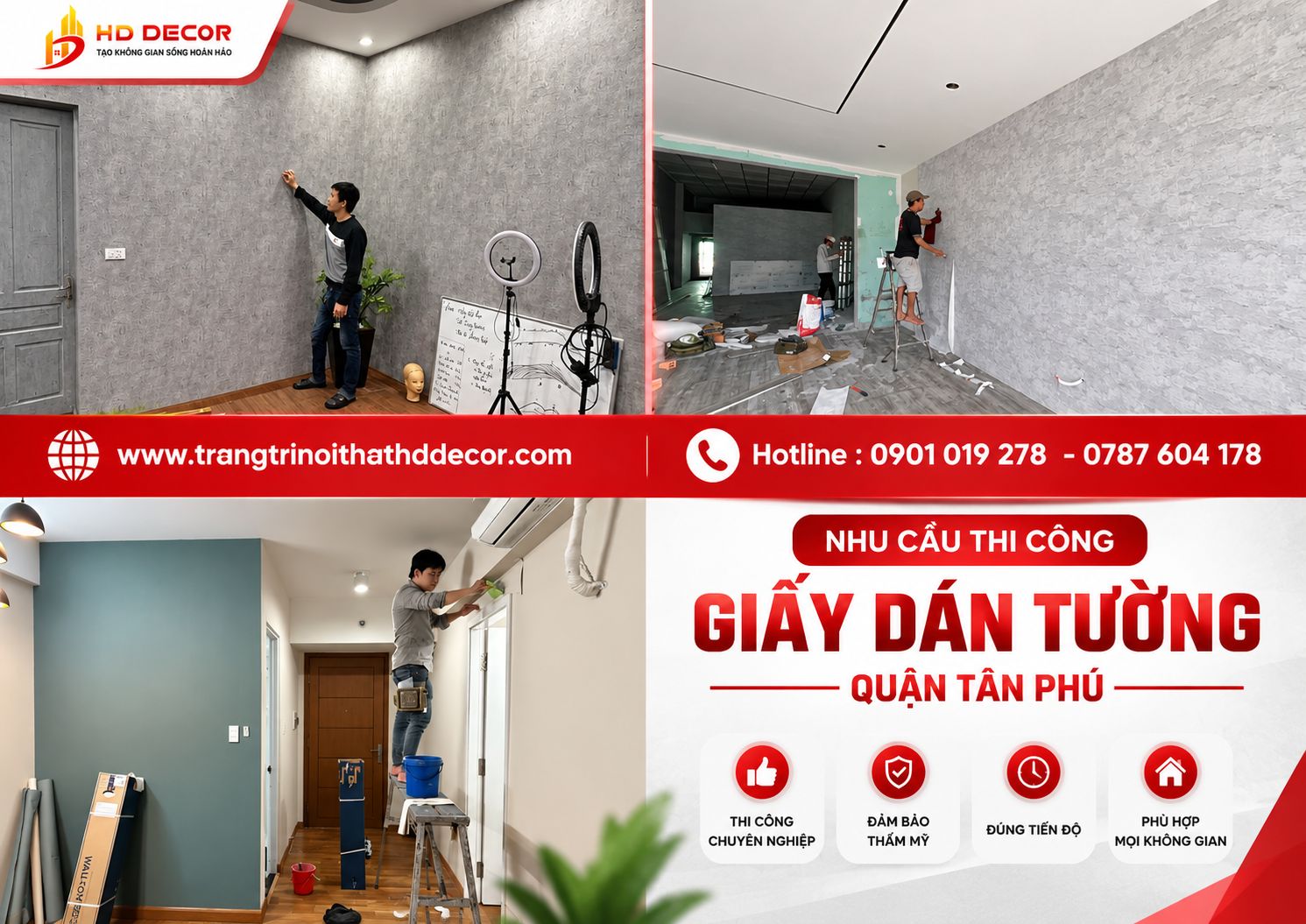 nhu cầu thi công  giấy dán tường quận tân phú 