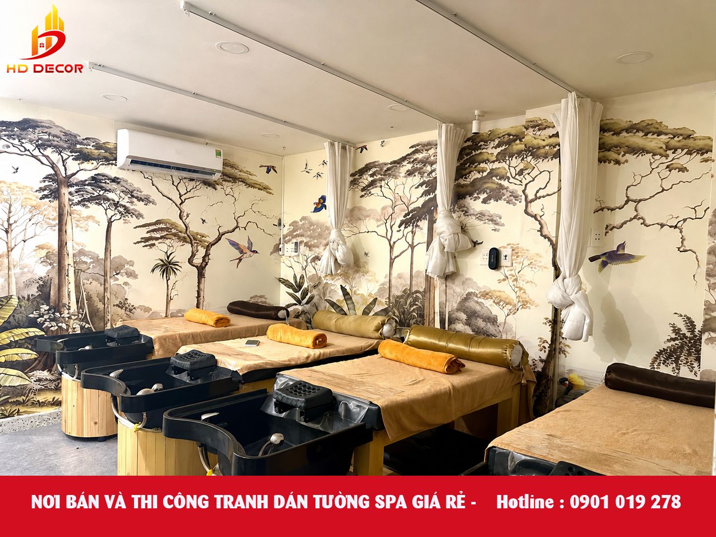 nơi bán và thi công tranh dán tường spa