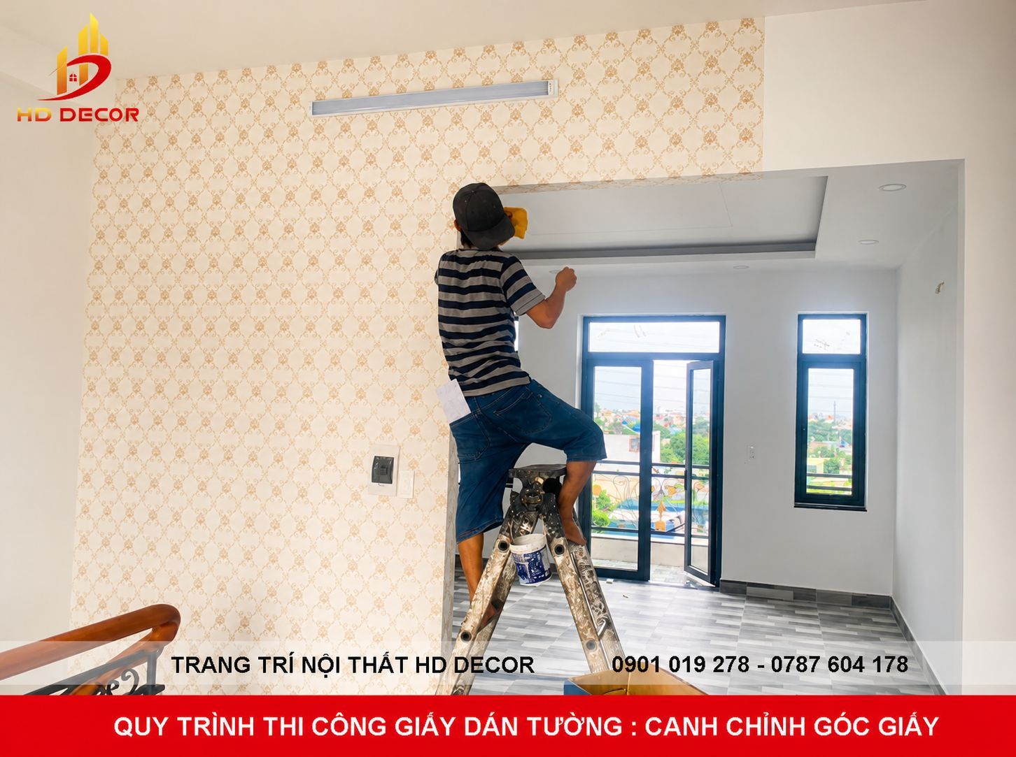 quy trình thi công giấy dán tường đạt chuẩn 