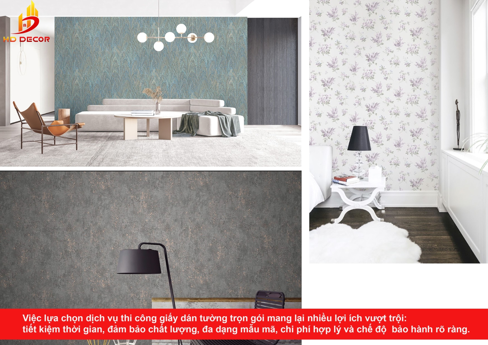 dịch vụ thi công giấy dán tường trọn gói