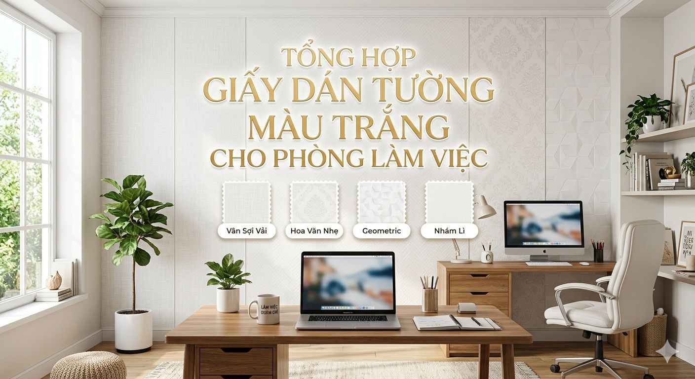 giấy dán tường màu trắng cho phòng làm việc
