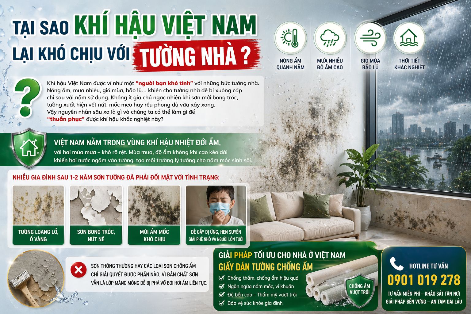 tại sao khí hậu việt nam lại khó chịu với tường nhà ?