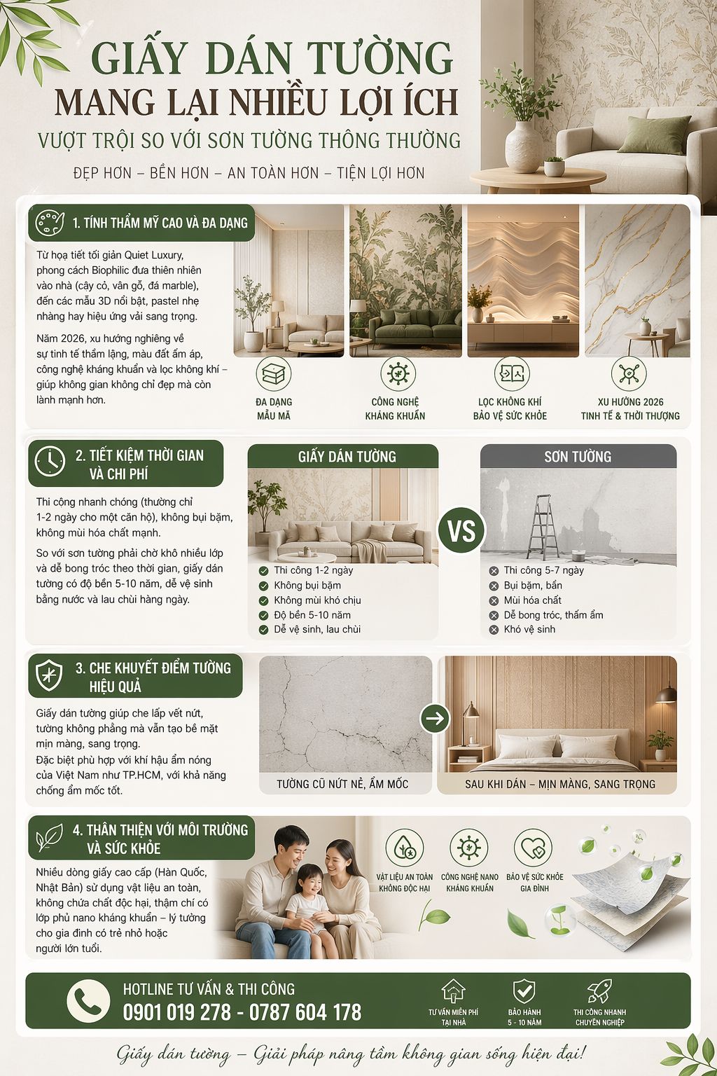 tại sao nên sử dụng giấy dán tường thay vì sơn tường 