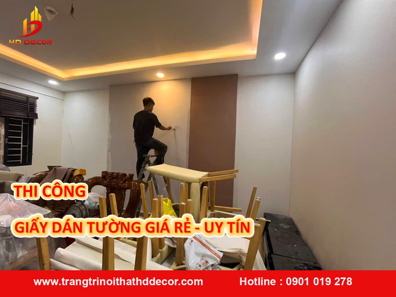 dịch vụ thi công giấy dán tường  giá rẻ - uy tín 