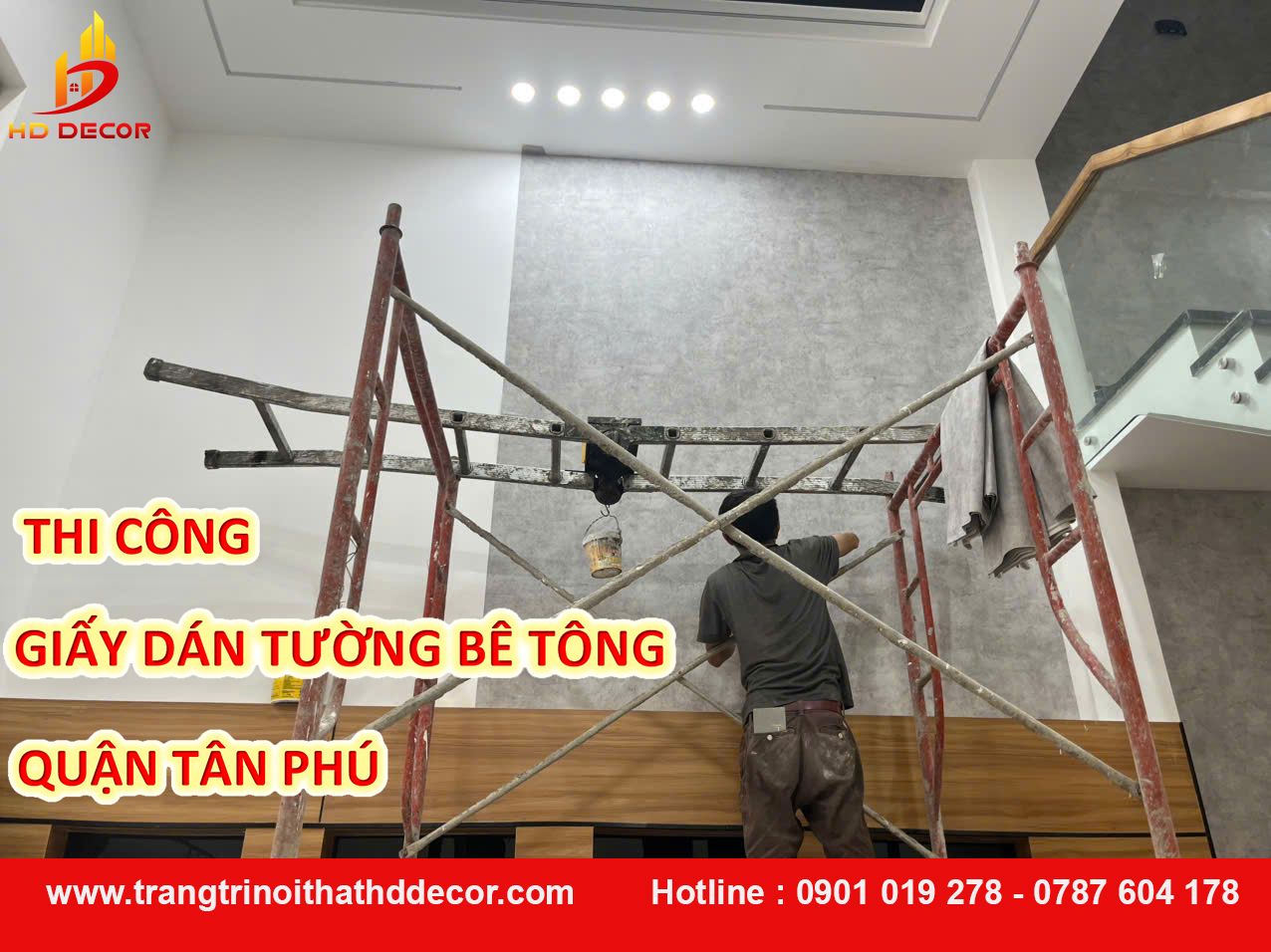 thi công giấy dán tường giả bê tông quận tân phú 