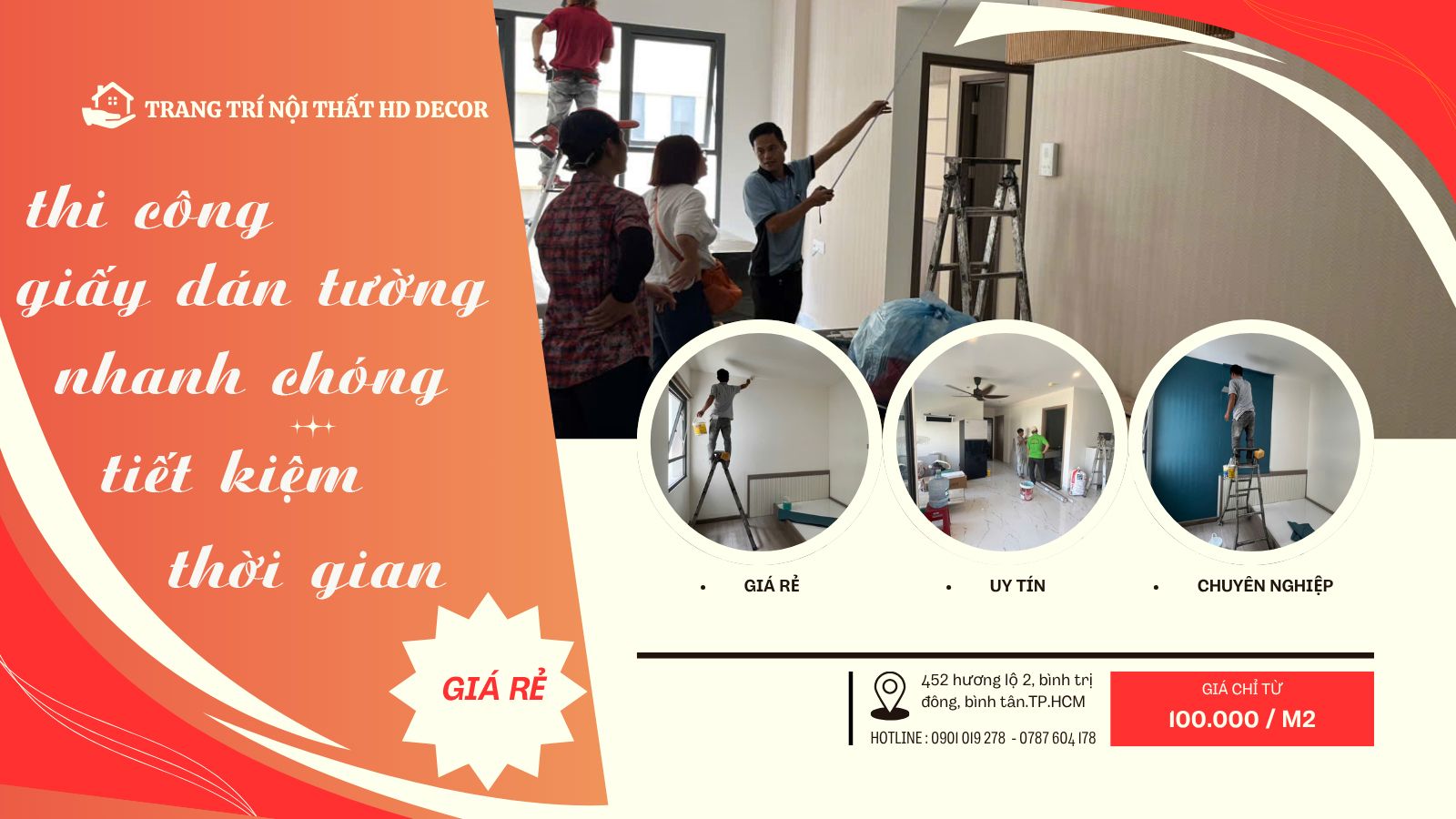 thi công giấy dán tường nhanh chóng , tiết kiệm thời gian 