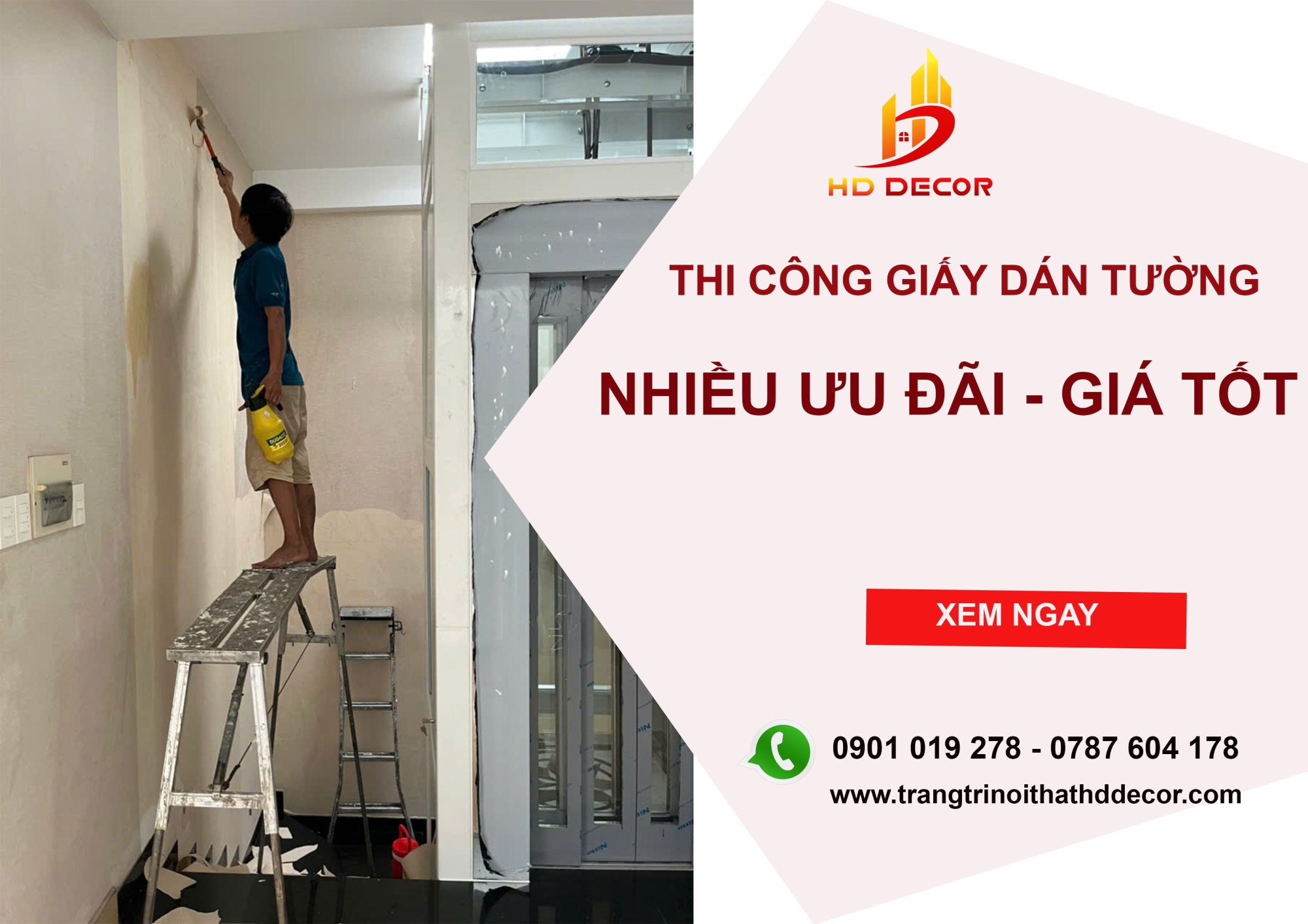 thi công giấy dán tường nhiều ưu đãi - giá tốt 