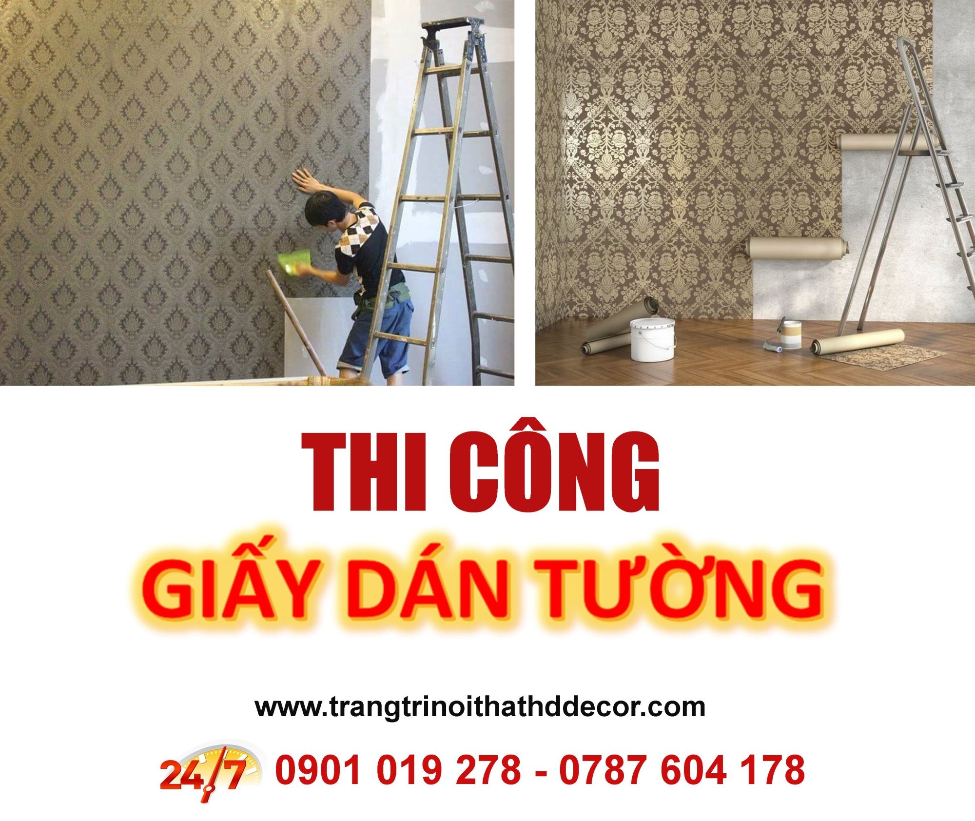 thi công giấy dán tường 