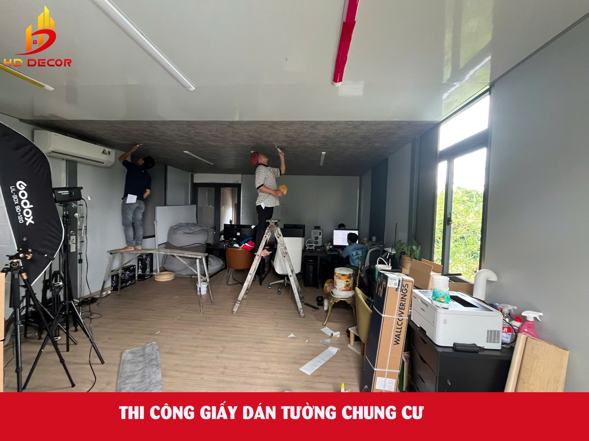 thi công giấy dán tường chung cư