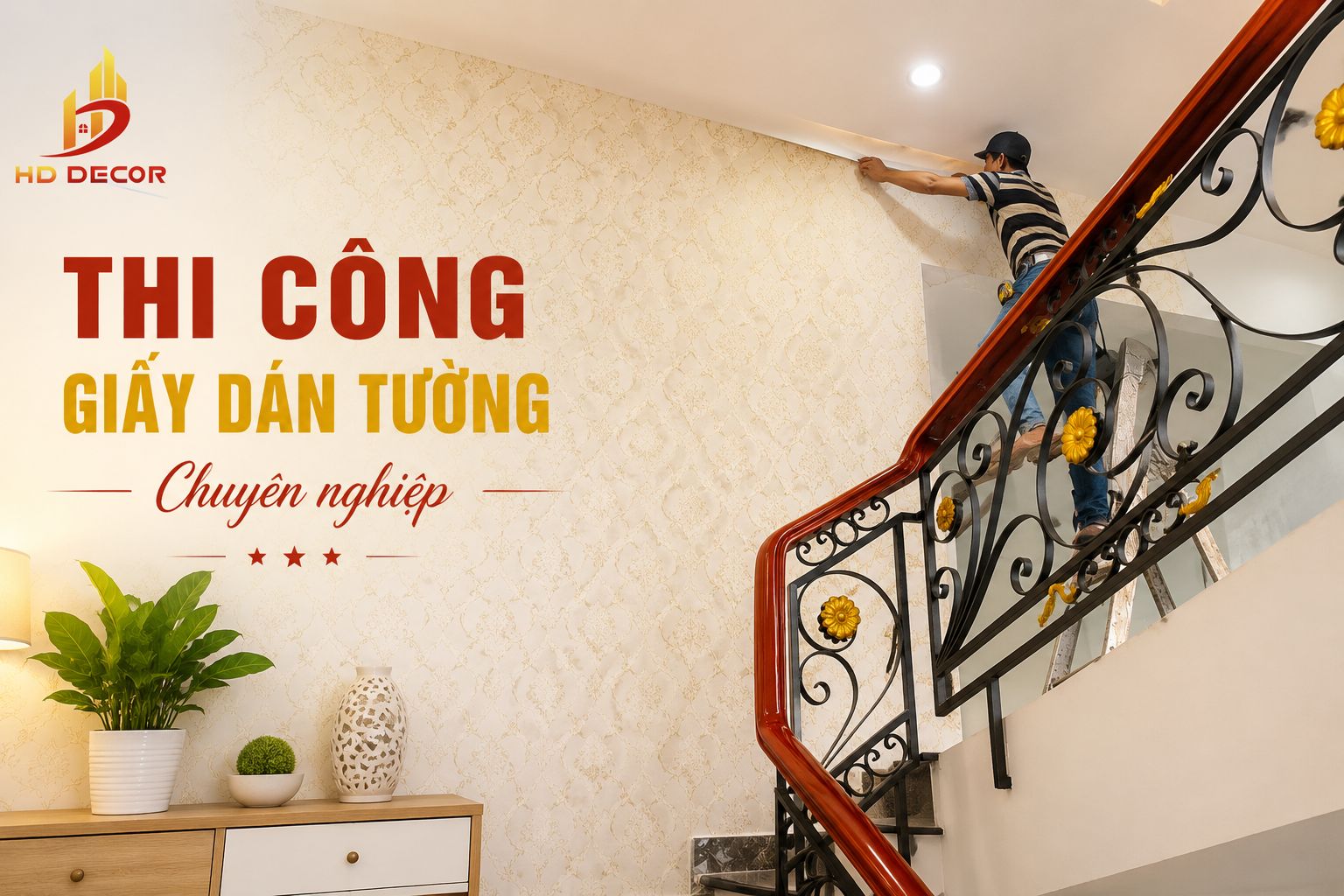 thi công giấy dán tường chuyên nghiệp