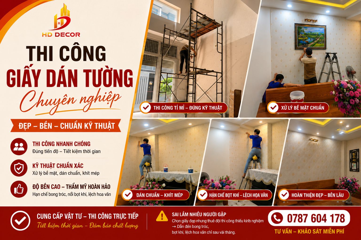 thi công giấy dán tường chuyên nghiệp