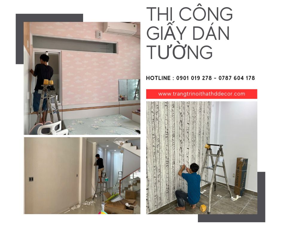 thi công giấy dán tường giá rẻ 