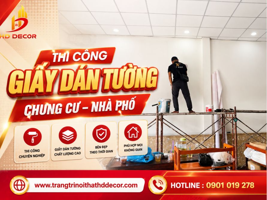 thi công giấy dán tường giá rẻ 