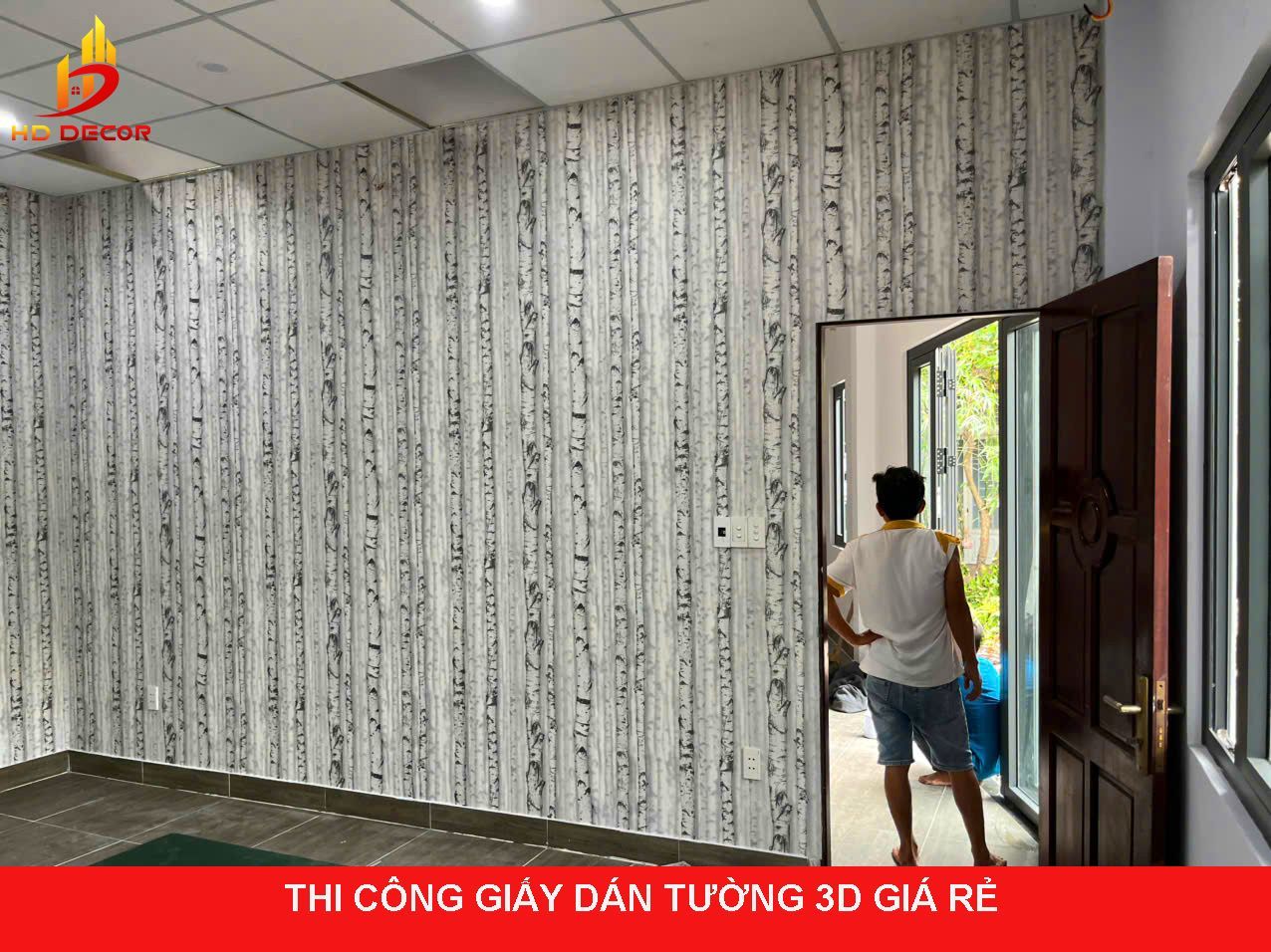 thi công giấy dán tường giá rẻ 