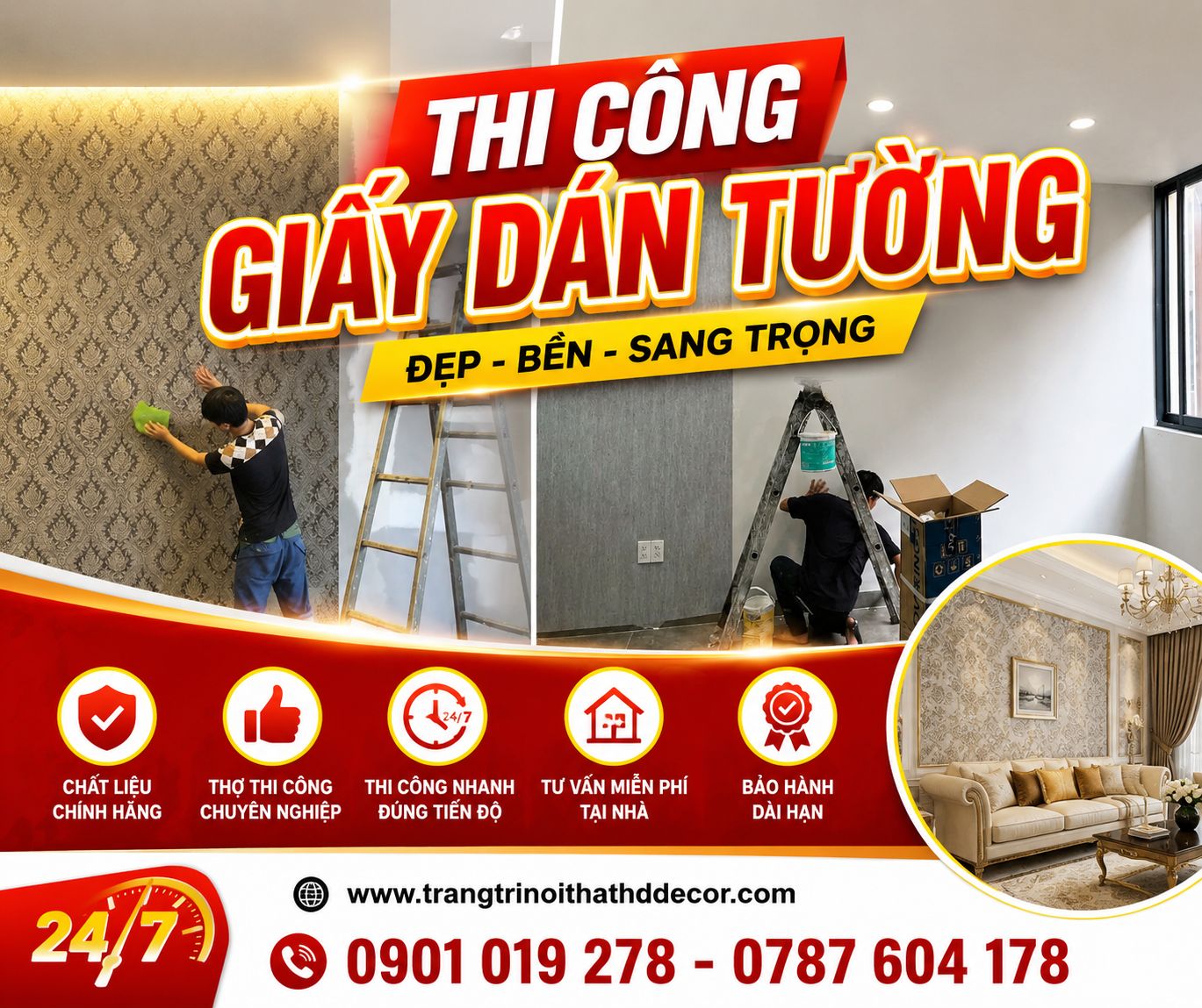 thi công giấy dán tường giá rẻ tại tp.hcm