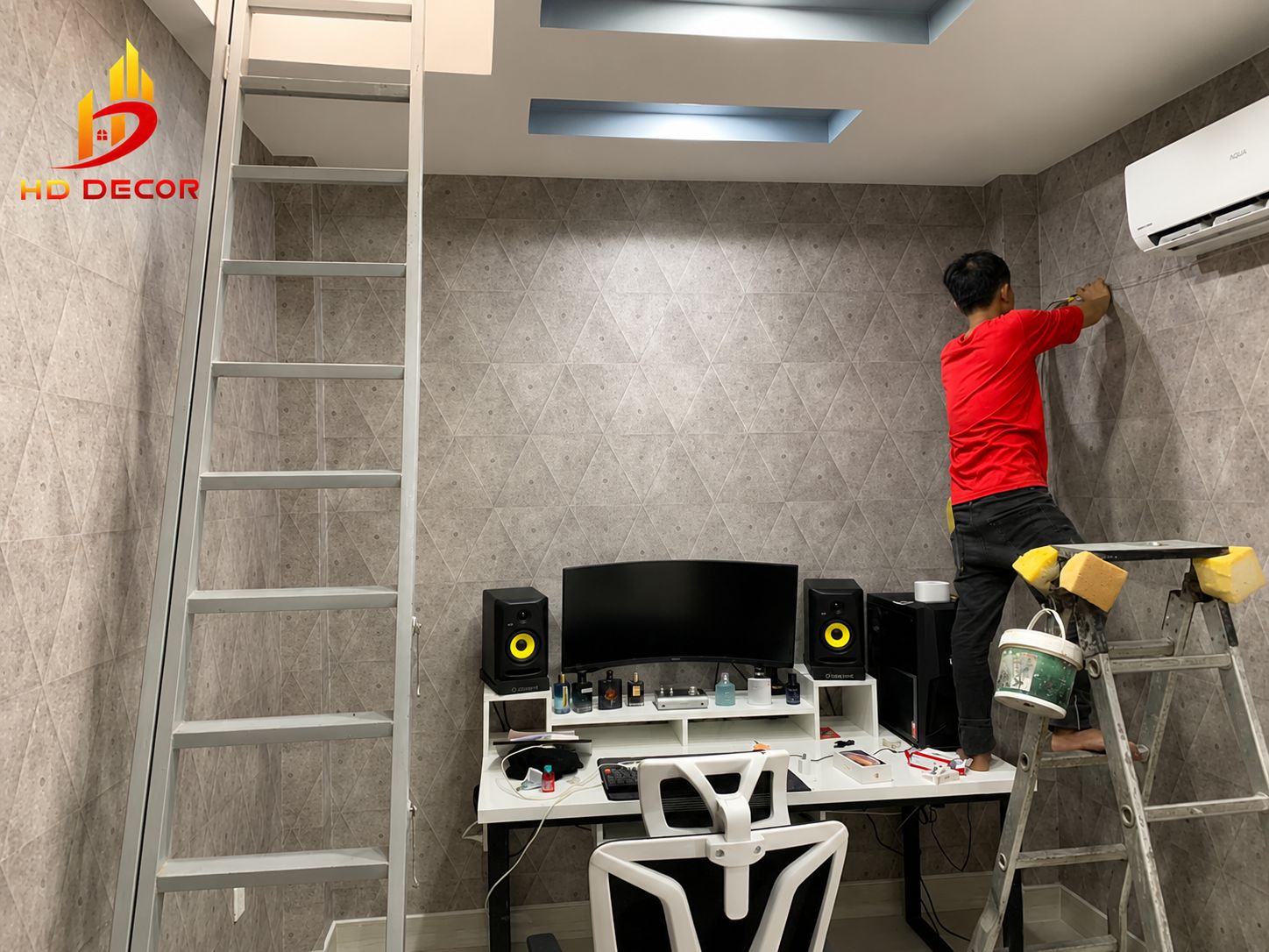 thi công giấy dán tường giả xi măng quận bình tân \
