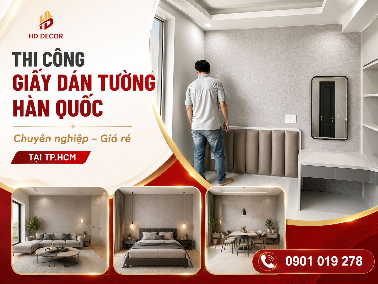 thi công giấy dán tường hàn quốc