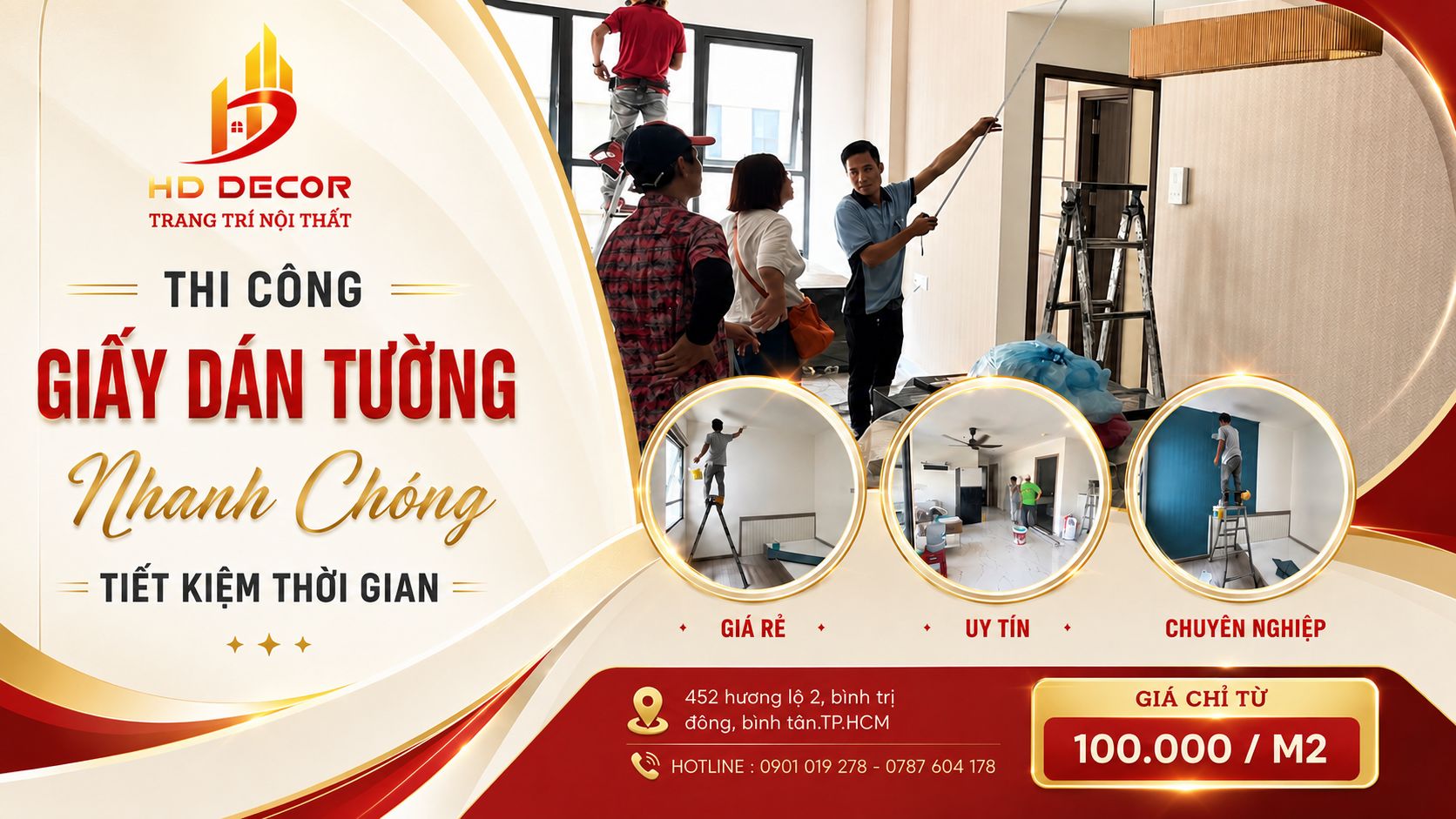 thi công giấy dán tường giá rẻ thi công nhanh chóng