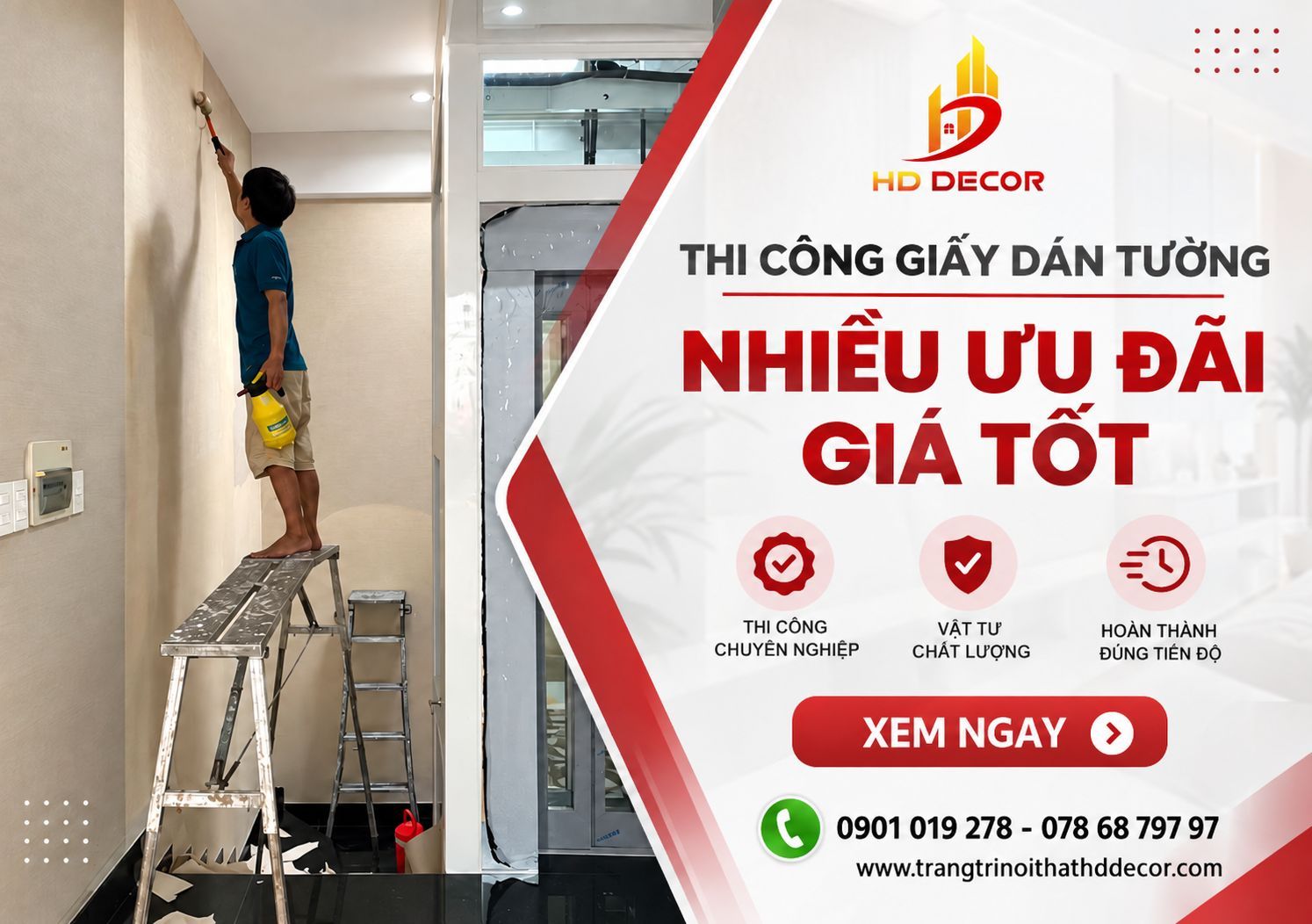 thi công giấy dán tường nhiều ưu đãi giá tốt