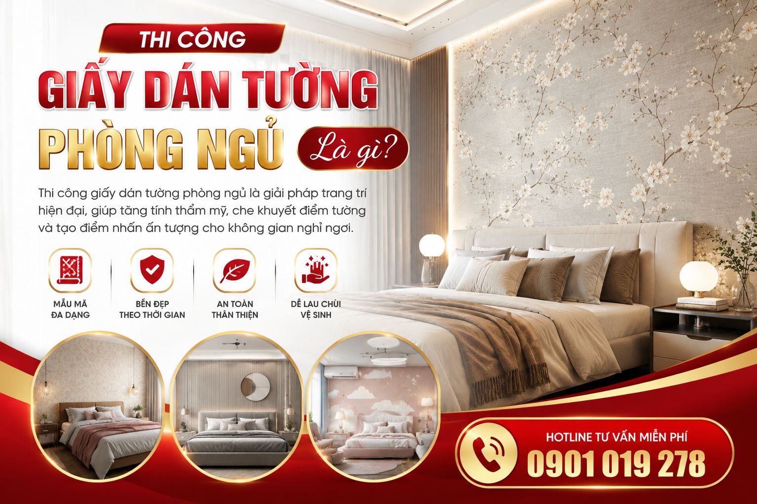 thi công giấy dán tường phòng ngủ là gì ?
