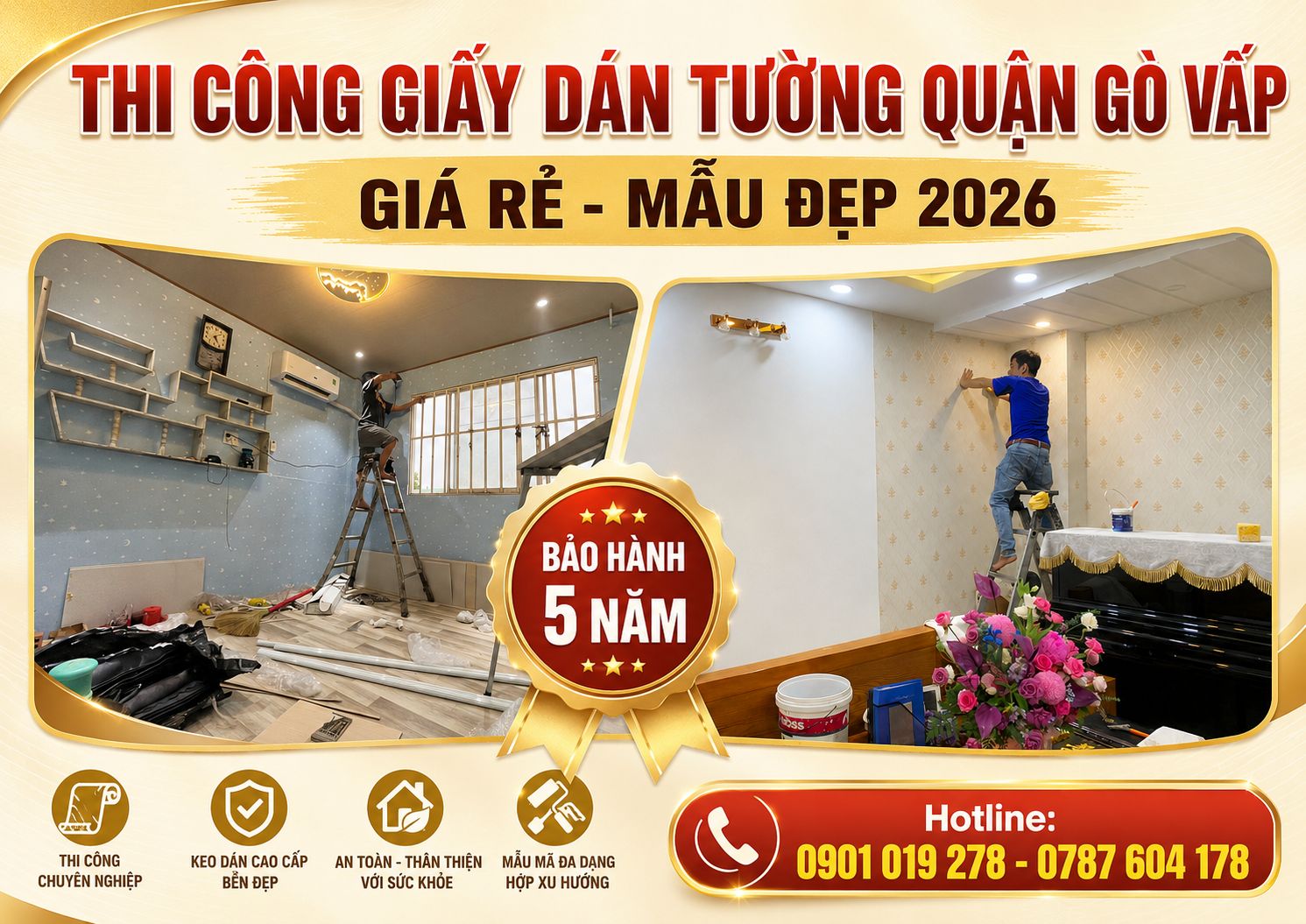 thi công giấy dán tường quận gò vấp 