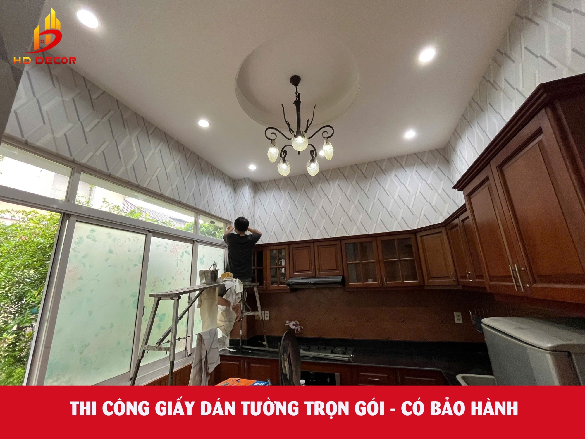 thi công giấy dán tường trọn gói - có bảo hành 