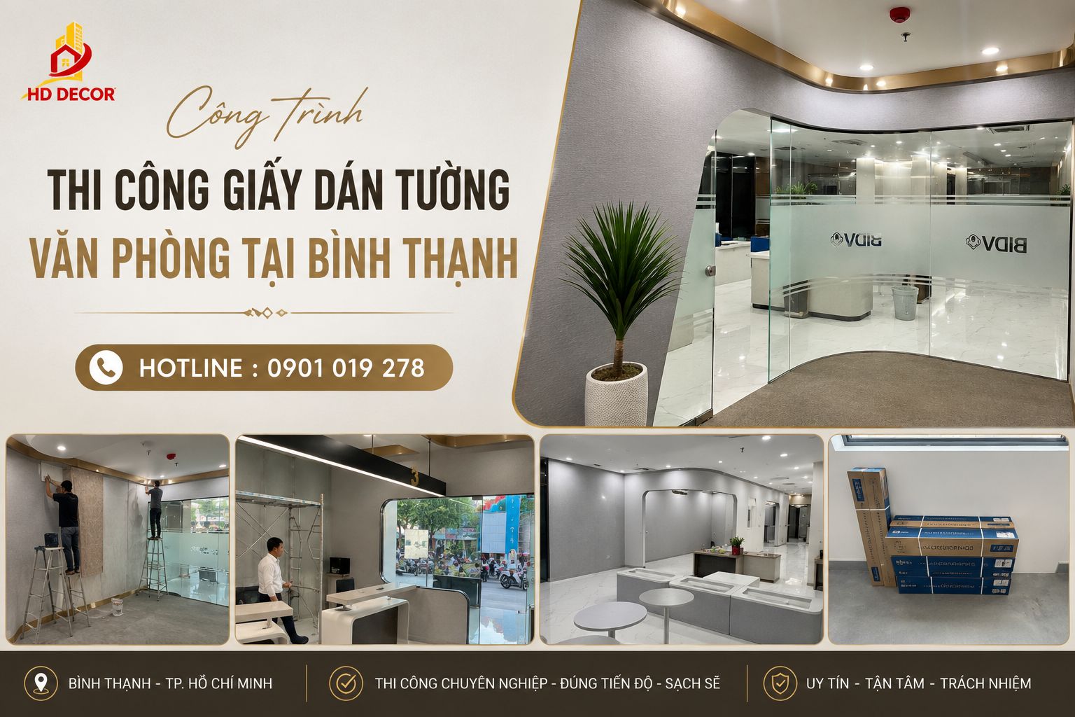 công trình thi công giấy dán tường văn phòng bình thạnh