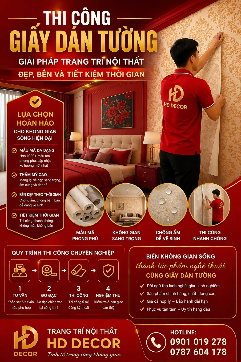 thi công giấy dán tường 