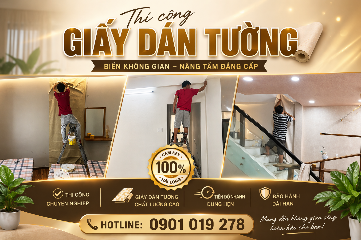 thi công giấy dán tường 