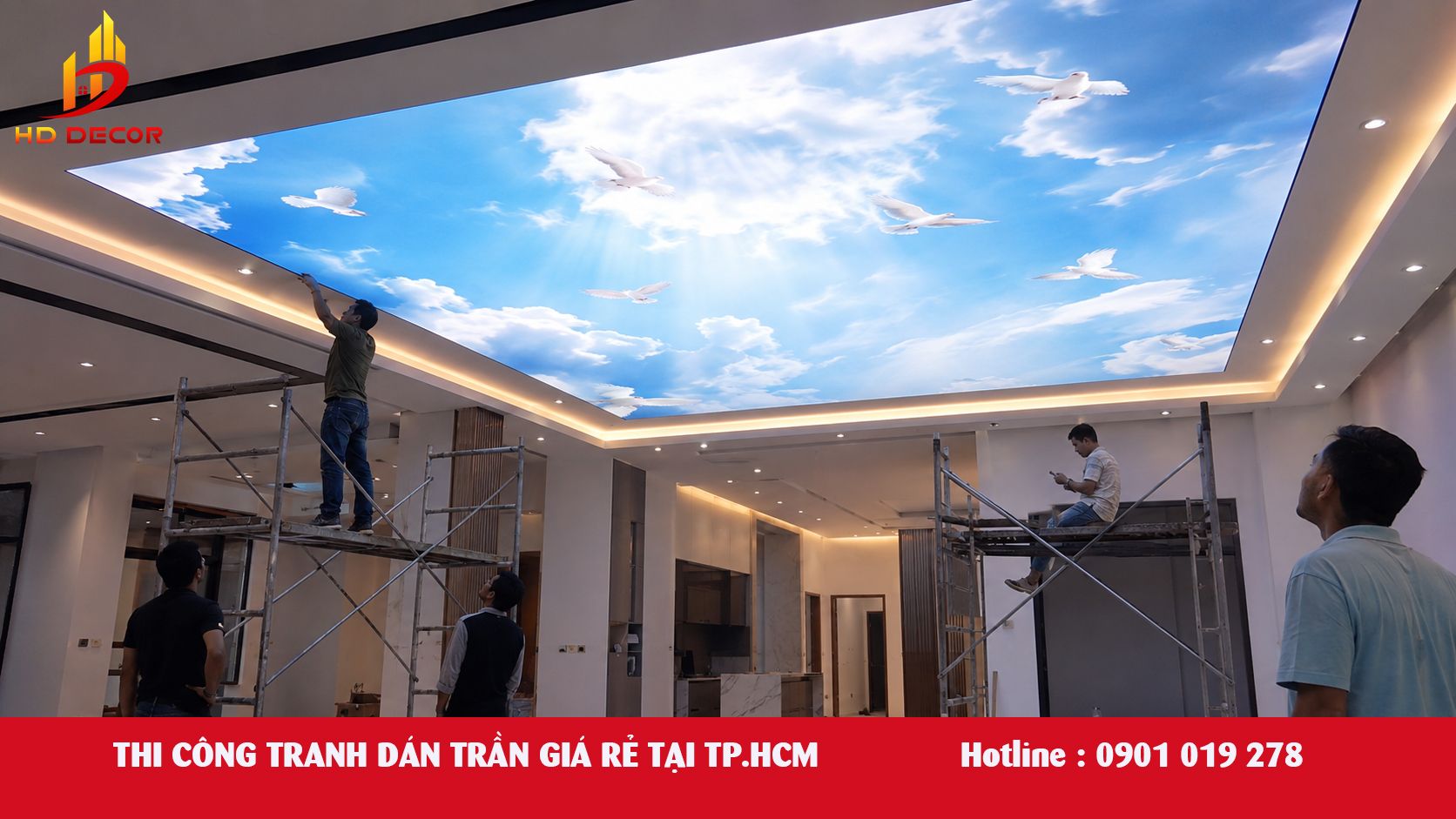 thi công tranh dán trần giá rẻ tại tp.hcm