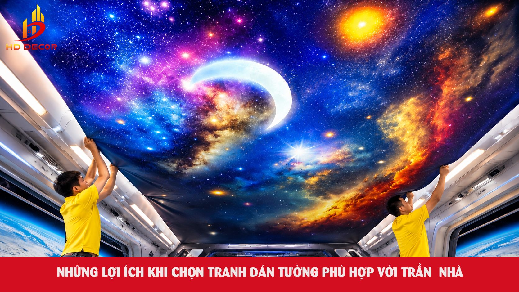 thi công tranh dán tường trần nhà cho quán karaoke