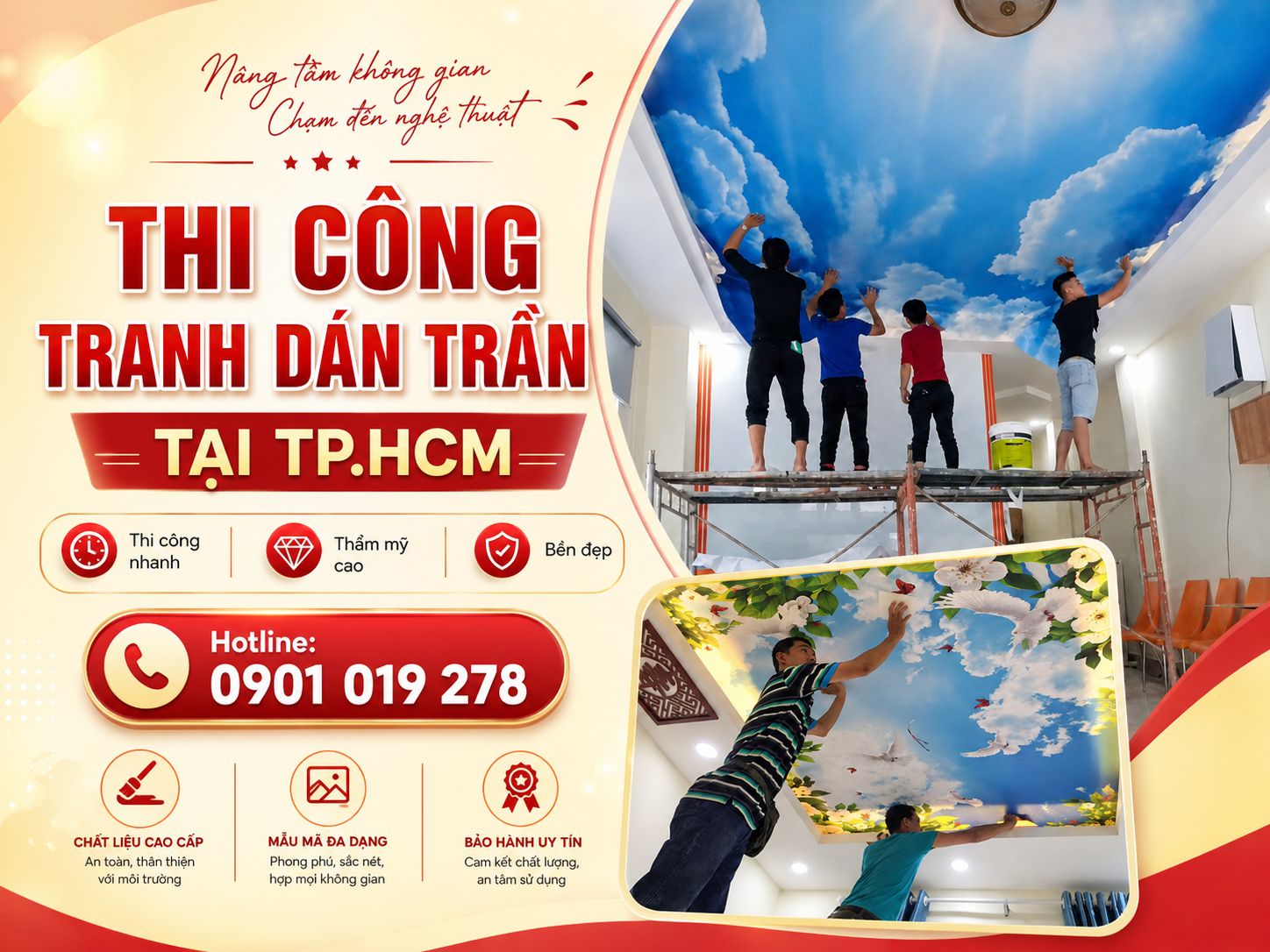 thi công tranh dán trần tại tp.hcm