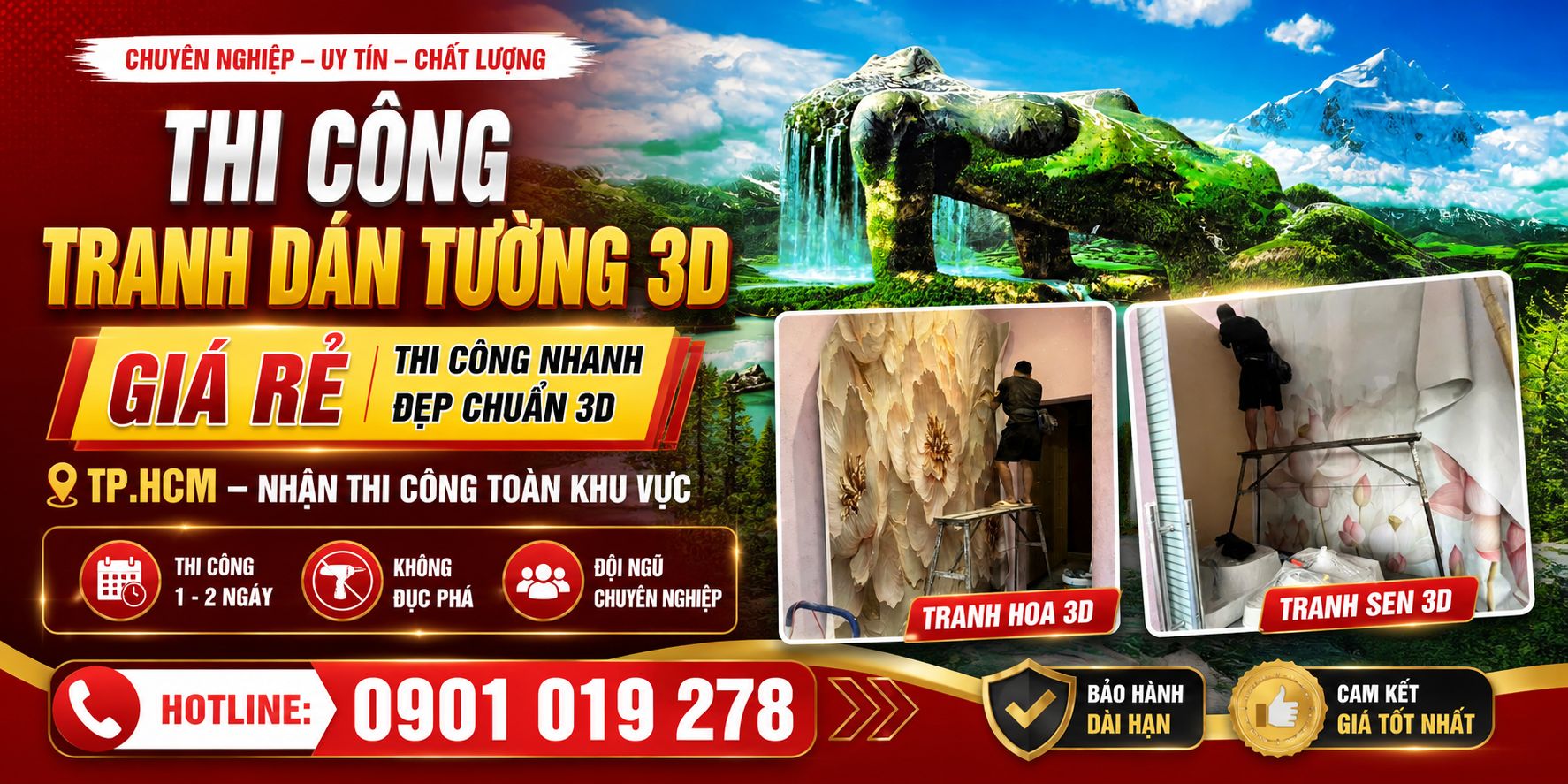 thi công tranh dán tường 3D giá rẻ TP.HCM