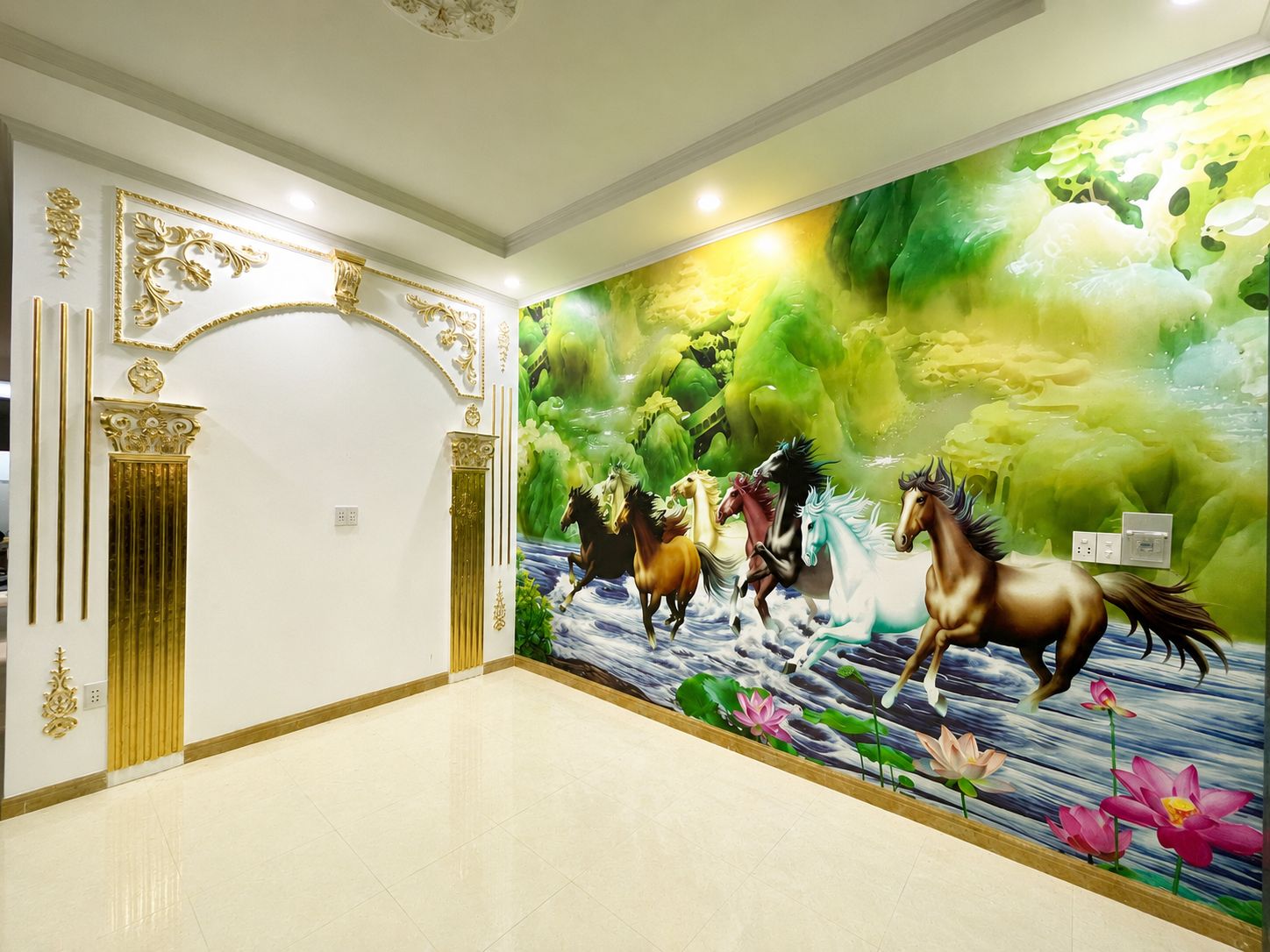 thi công tranh dán tường mã đáo thành công