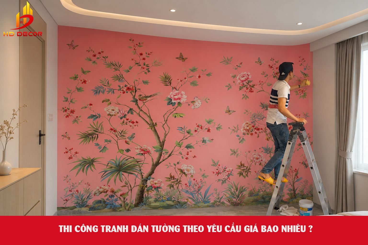 thi công tranh dán tường theo yêu cầu giá bao nhiêu ?