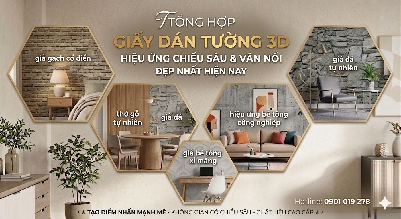 tổng hợp mẫu giấy dán tường 3D đẹp nhất hiện nay  
