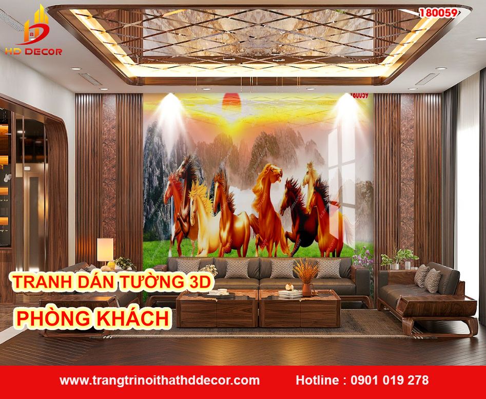 tranh dán tường 3d- 5d  mã đáo thành công 