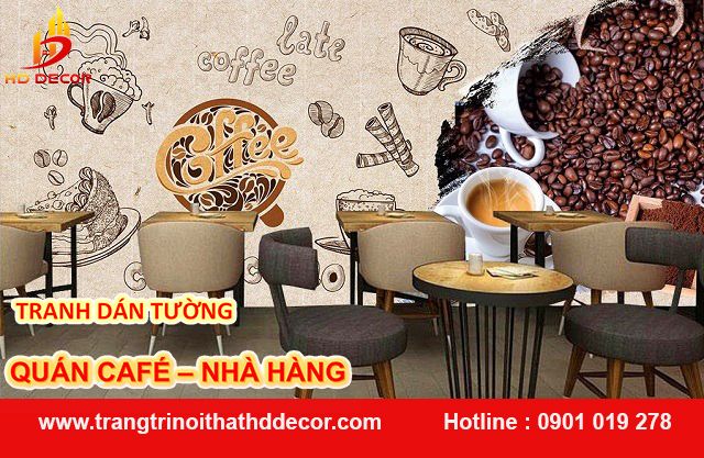 tranh dán tường quán cafe - nhà hàng 