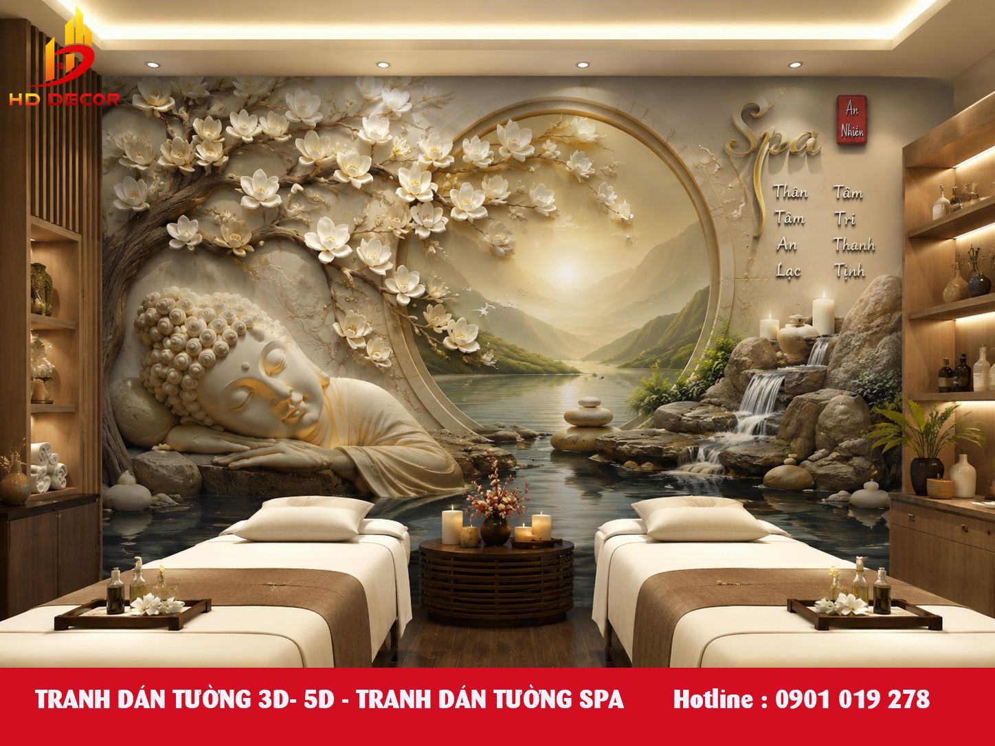 tranh dán tường spa - tranh dán tường 3D -5D