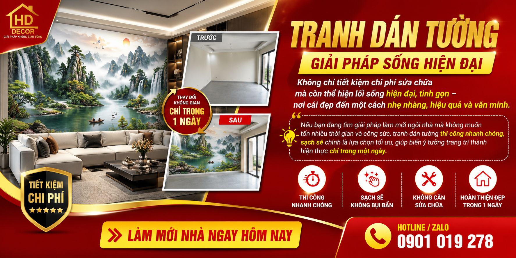 tranh dán tường 3D giải pháp sống hiện đại