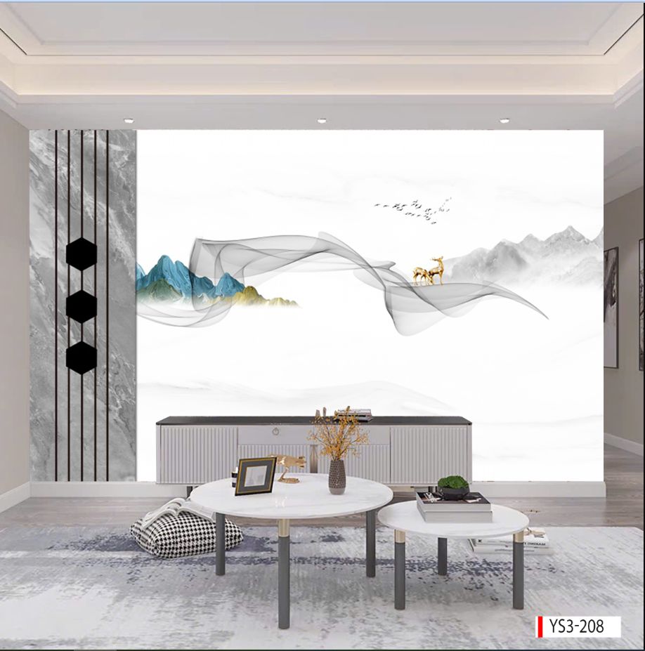 tranh dán tường 3D phong cách trừu tượng nghệ thuật